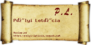 Pályi Letícia névjegykártya